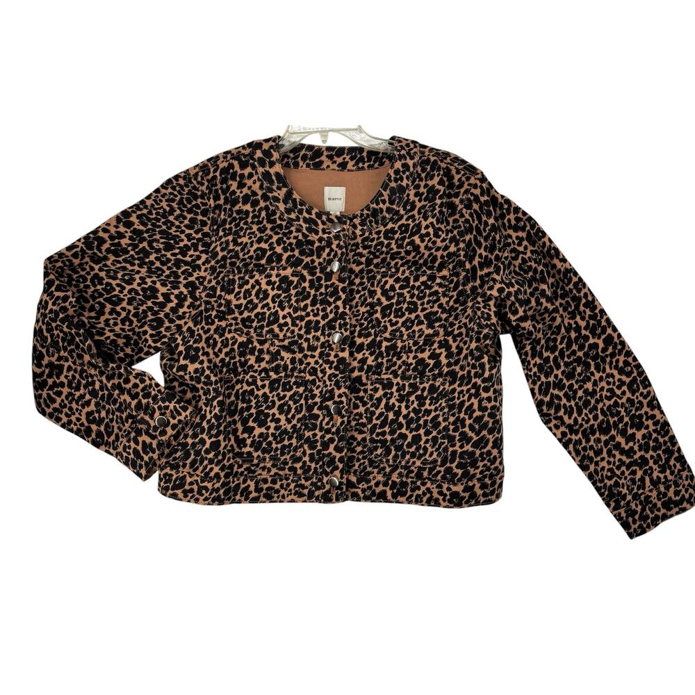 Maeve The Cora Leopard Patch Pocket Jacket Stretch 2X Chore Coat